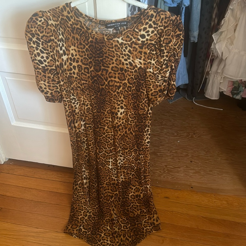 Generation Love Knit Leopard Puff Sleeve Dress